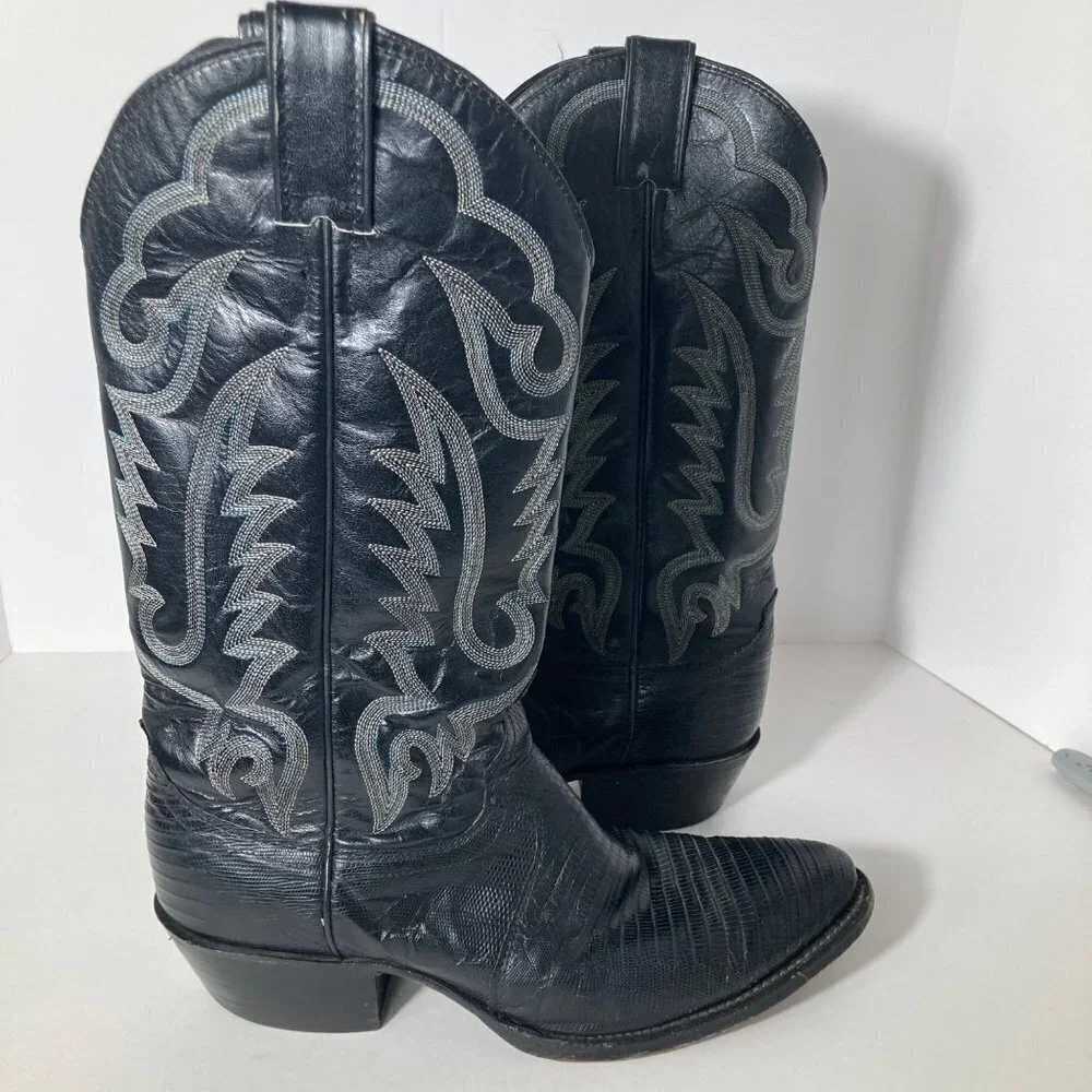Mens Justin Lizard‎ Exotic Cowboy Boots Style 8313 Black 8D
